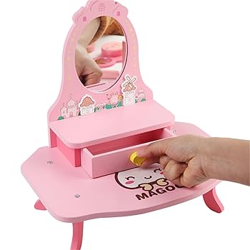 Amazon | 子供 ドレッサー おもちゃ 子供用木製化粧台セット 2 3